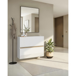 Meuble à chaussures suspendu moderne blanc brillant/chêne Runny