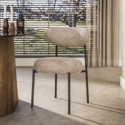 Chaise de salle à manger en tissu bouclé Nouria (lot de 2)