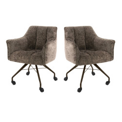 Chaise de salle à manger à roulettes en tissu Castille (lot de 2)
