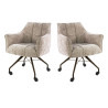 Chaise de salle à manger à roulettes en tissu Castille (lot de 2)