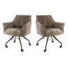 Chaise de salle à manger à roulettes en tissu Castille (lot de 2)