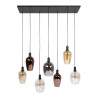 Suspension moderne 7 lampes en verre tricolore Amphore