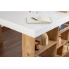 Bureau d'angle informatique contemporain blanc/pin atlantic Elly