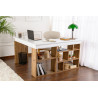 Bureau d'angle informatique contemporain blanc/pin atlantic Elly