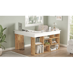 Bureau d'angle informatique moderne blanc/pin atlantic Studine