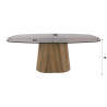 Table de salle à manger ovale moderne 215 cm en verre fumé Tina