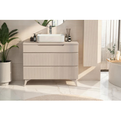 Meuble sous vasque moderne 100 cm coloris cachemire Erio