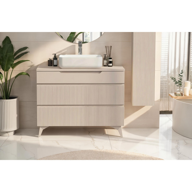 Meuble sous vasque moderne 100 cm coloris cachemire Erio