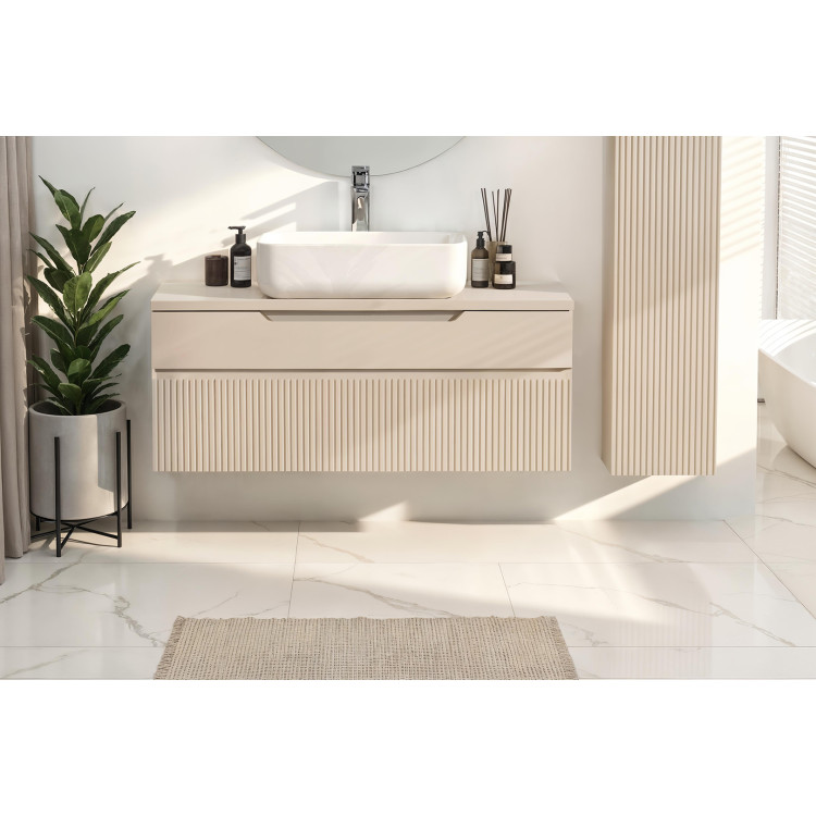 Meuble sous vasque suspendu moderne 100 cm coloris cachemire Erio