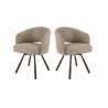 Chaise de salle à manger en tissu bouclé sable/brun (lot de 2) Crossy