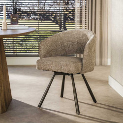 Chaise de salle à manger en tissu sable/brun (lot de 2) Crossy