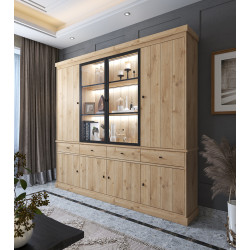 Vaisselier/argentier contemporain 240 cm chêne clair Valeria