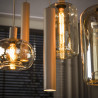 Suspension moderne 7 lampes en verre ambre Cervaine