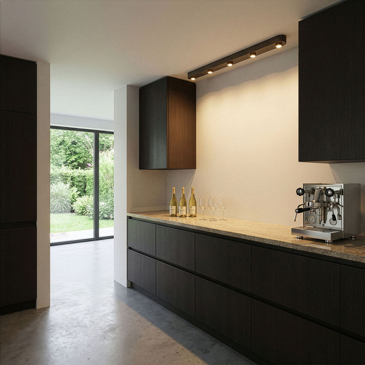 Plafonnier moderne 5 lampes coloris bronze Solice