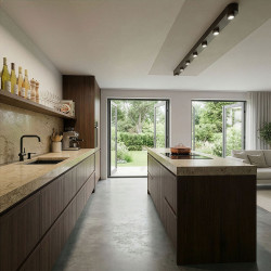 Plafonnier moderne 7 lampes coloris bronze Solice