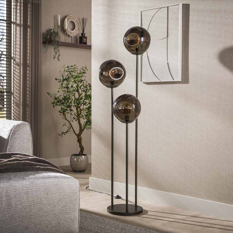 Lampadaire moderne 3 lampes en métal bronze Stelline