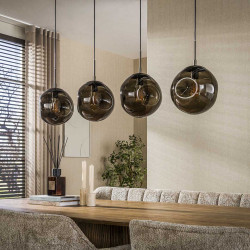 Suspension moderne 4 lampes en métal bronze Stelline
