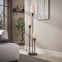Lampadaire moderne métal et verre fumé 3 lampes Cocoon