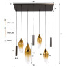 Suspension moderne métal et verre 7 lampes Cocoon