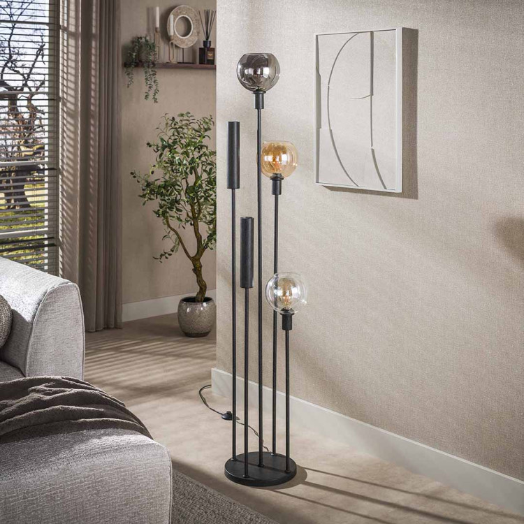 Lampadaire moderne 5 lampes en verre tricolore Feerie