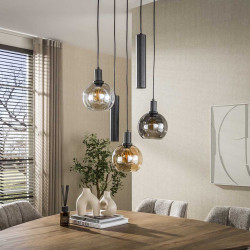 Suspension moderne 5 lampes en verre tricolore Feerie