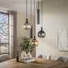 Suspension moderne 5 lampes en verre tricolore Feerie