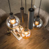 Suspension moderne 5 lampes en verre tricolore Feerie