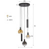 Suspension moderne 5 lampes en verre tricolore Feerie
