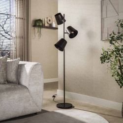 Lampadaire industriel en métal brun 3 lampes amovibles Tommy