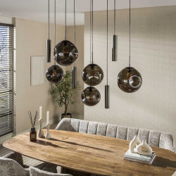 Suspension moderne 9 lampes en métal bronze Stelline