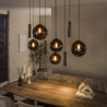 Suspension moderne 9 lampes en métal bronze Stelline