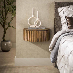 Chevet suspendu style nature en manguier massif H 17 cm Richie