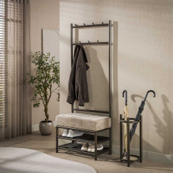 Banc d'entrée industriel en métal bronze Luna