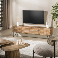 Meuble TV 160 cm style nature en manguier massif Riviera