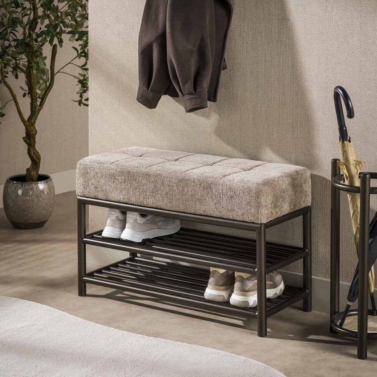 Banc d'entrée industriel en métal bronze Teresa