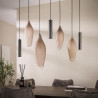 Suspension moderne métal et verre fumé 7 lampes Cocoon