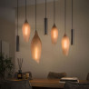 Suspension moderne métal et verre fumé 7 lampes Cocoon