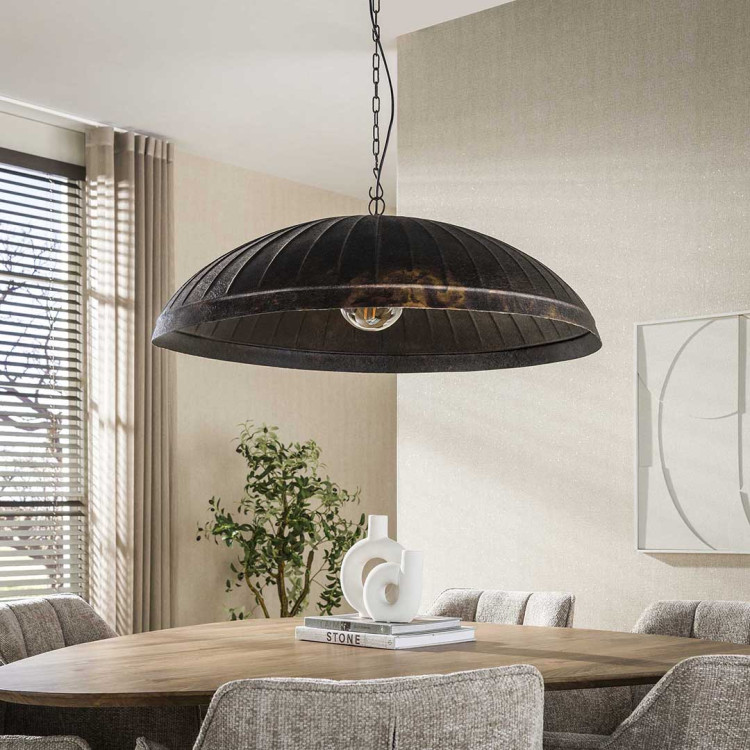 Suspension industrielle 1 lampe en métal brun Guarda