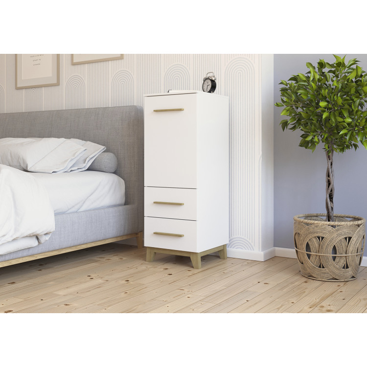 Meuble de rangement scandinave blanc/chêne Edisson