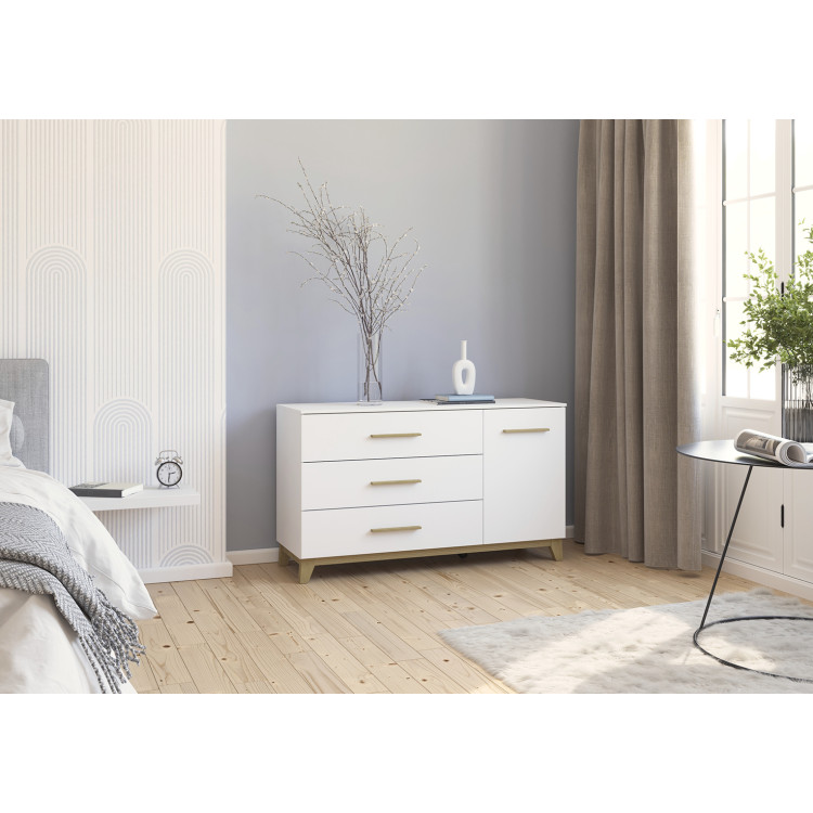 Commode scandinave blanc/chêne Edisson