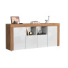 Buffet/bahut contemporain 200 cm blanc brillant/chêne wotan Neros