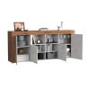 Buffet/bahut contemporain 200 cm blanc brillant/chêne wotan Neros