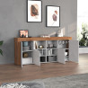Buffet/bahut contemporain 200 cm blanc brillant/chêne wotan Neros