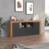 Buffet/bahut contemporain 200 cm anthracite mat/chêne wotan Neros