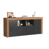 Buffet/bahut contemporain 200 cm anthracite mat/chêne wotan Neros