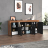 Buffet/bahut contemporain 200 cm anthracite mat/chêne wotan Neros