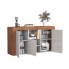 Buffet/bahut contemporain 155 cm blanc brillant/chêne wotan Neros