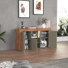 Buffet/bahut contemporain 155 cm taupe/chêne wotan Neros