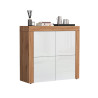Buffet haut contemporain blanc brillant/chêne wotan Neros
