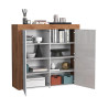 Buffet haut contemporain blanc brillant/chêne wotan Neros